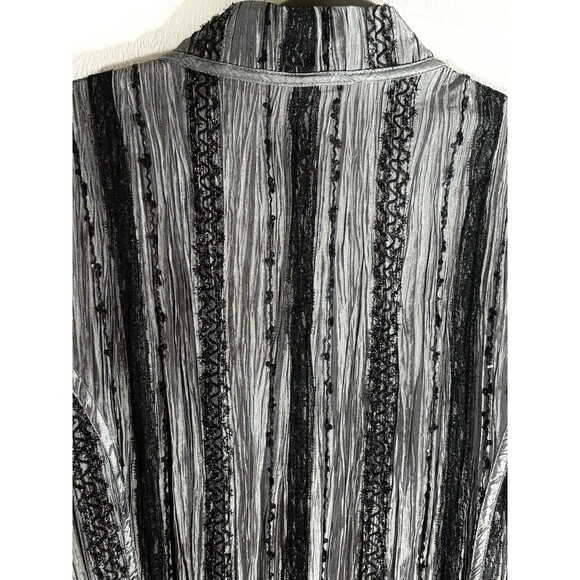 Chico’s Gray Black Blazer Open Front Sz 3 X-Large Women Dressy Black Lace Trim - Picture 5 of 9